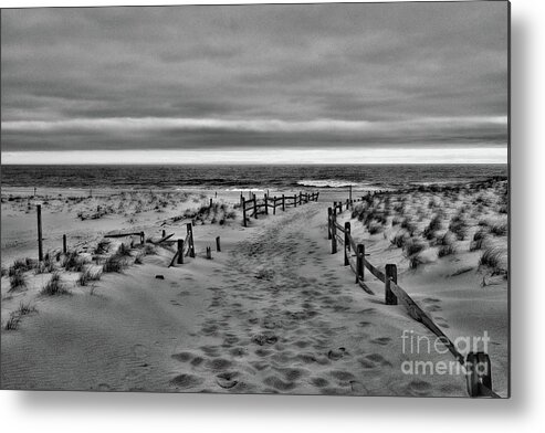Paul Ward Metal Print featuring the photograph Beach Entry in black and white by Paul Ward