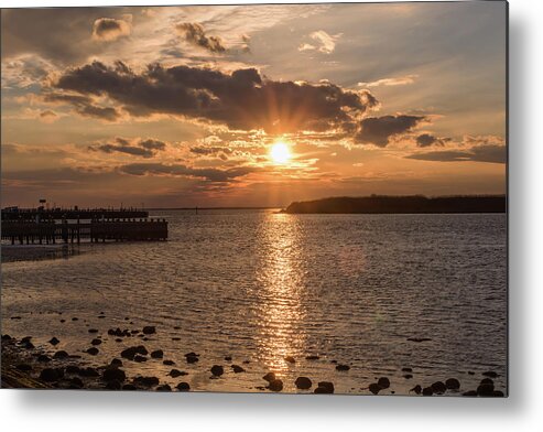 Terry D Photography Metal Print featuring the photograph Beach Haven NJ Sunset January 2017 by Terry DeLuco