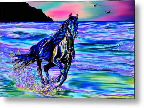 Water Metal Print featuring the digital art Beach Horse by Gregory Murray
