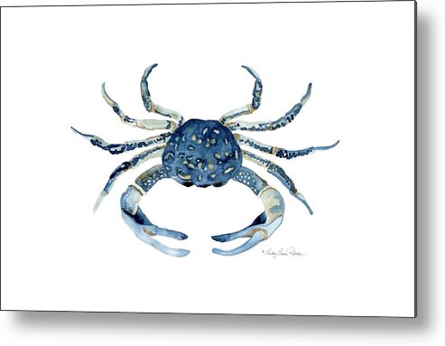 Sea Life Metal Print featuring the painting Beach House Sea Life Blue Crab by Audrey Jeanne Roberts