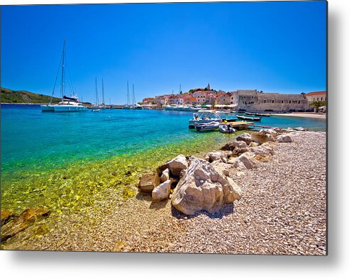 Croatia Metal Print featuring the photograph Beach of Adriatic town Primosten by Brch Photography