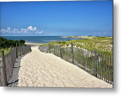 Cape Henlopen State Park Metal Print featuring the photograph Beach Path at Cape Henlopen State Park - The Point - Delaware by Brendan Reals