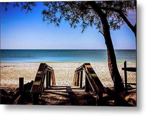 White Metal Print featuring the photograph Beach path by Chris Smith