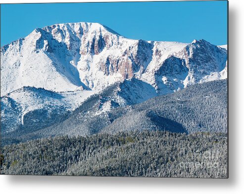 Pikes Peak Metal Print featuring the photograph Beautiful Spring Snow on Pikes Peak Colorado by Steven Krull