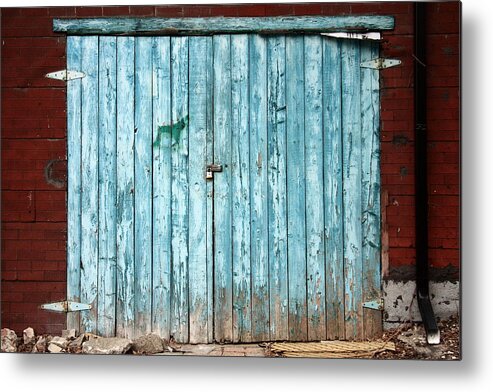 Turquoise Metal Print featuring the photograph Behind The Turquoise Door 2012 by Kreddible Trout