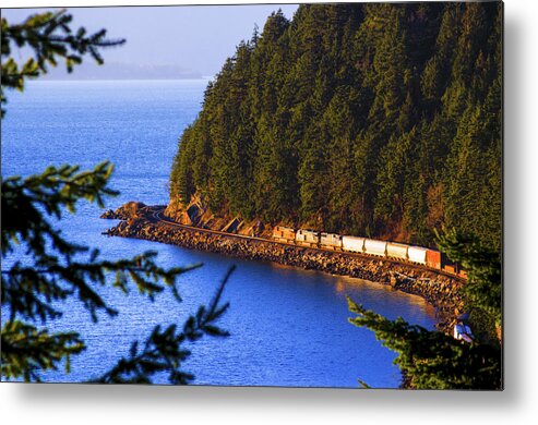 Bellingham Bay Metal Print featuring the photograph Bellingham Bay And Train by Craig Perry-Ollila