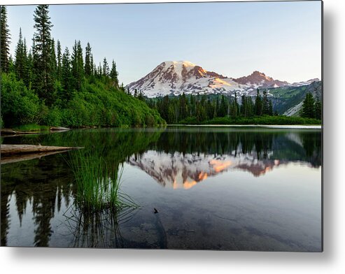 Lake Metal Print featuring the digital art Bench Lake by Michael Lee