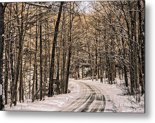 Winter Metal Print featuring the photograph Bend in the Road by Onedayoneimage Photography