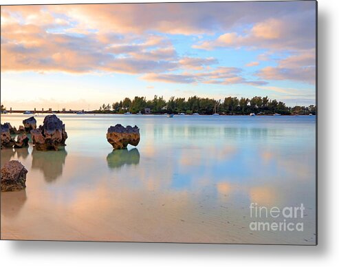 Bermuda Metal Print featuring the photograph Bermuda Beach Sunset Reflections by Charline Xia