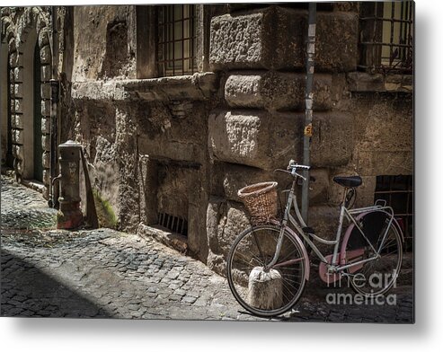 Bicycle Metal Print featuring the photograph Bicycle in Rome, Italy by Perry Rodriguez