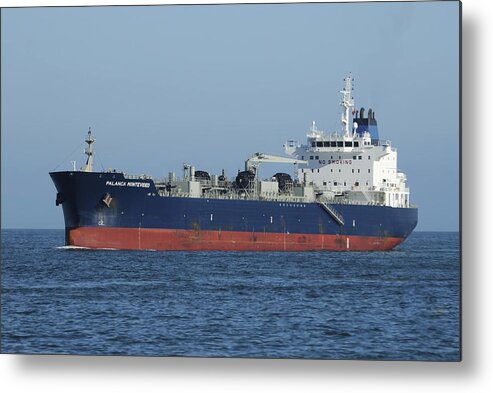 Oil Tanker Metal Print featuring the photograph Big Blue Tanker Ship by Bradford Martin