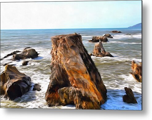  Barbara Snyder Metal Print featuring the photograph Big Rocks in Grey Water Painting by Barbara Snyder