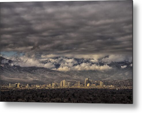 downtown Reno Metal Print featuring the photograph Big Sky over Reno by Janis Knight