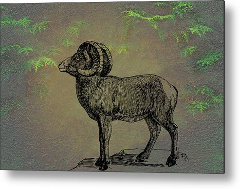 Bighorn Sheep Metal Print featuring the mixed media Bighorn Sheep by Movie Poster Prints