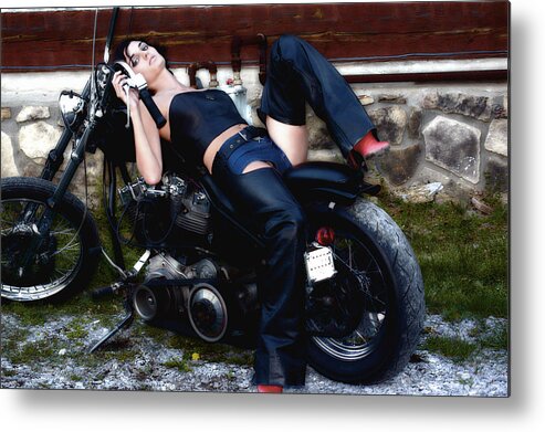 Clay Metal Print featuring the photograph Bikes and Babes by Clayton Bruster