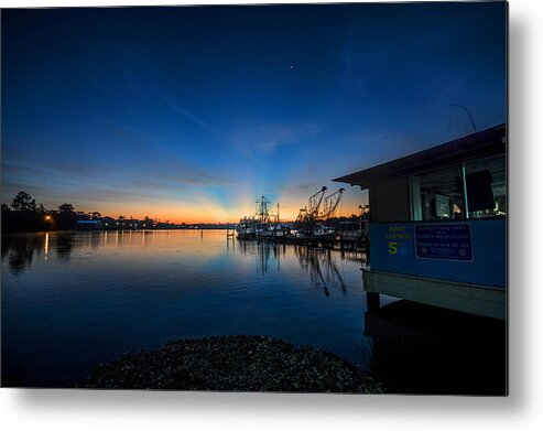 Bon Secour Metal Print featuring the photograph Billys Boat Launch Sunrise by Michael Thomas