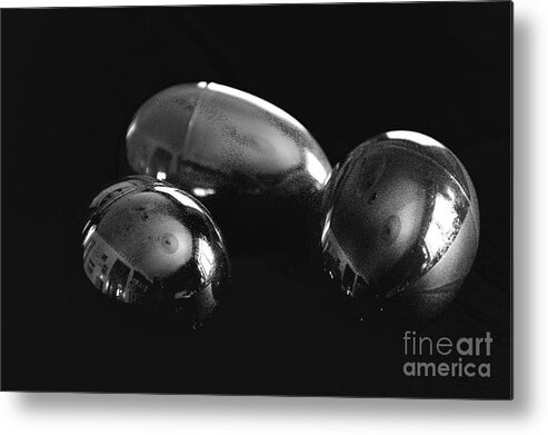 Black And White Eggs Metal Print featuring the photograph Black and White Eggs in Space? 2 by David Frederick