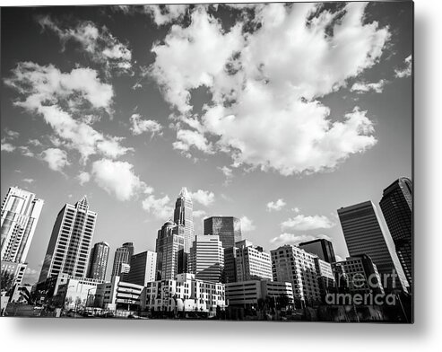 121 West Trade Metal Print featuring the photograph Black and White Photo of Charlotte Skyline by Paul Velgos