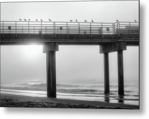 Beach Metal Print featuring the photograph Black and White Pier Alabama by John McGraw
