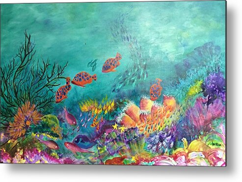 Black Coral Metal Print featuring the painting Black Coral by Lyn Olsen