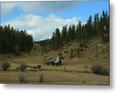 Old Cabin Metal Print featuring the photograph Black Hills Broken Down Cabin by Christopher J Kirby