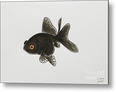 Fish Metal Print featuring the painting Black moor by Stefanie Forck