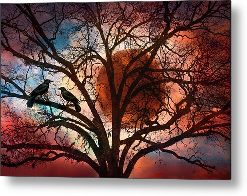 Appalachia Metal Print featuring the photograph Blackbirds at Dusk by Debra and Dave Vanderlaan