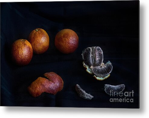 Blood Orange Still Life Metal Print featuring the photograph Blood Orange Symphony by William Fields