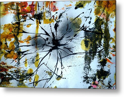 Yellow Metal Print featuring the painting Bloom Abstract by 'REA' Gallery