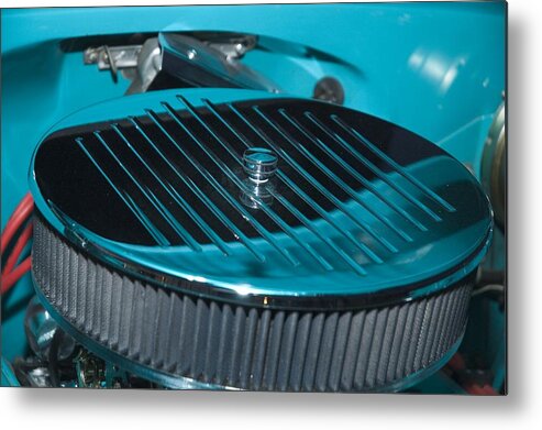 Automobile Metal Print featuring the photograph Blue and Grey Air Filter by Richard Henne