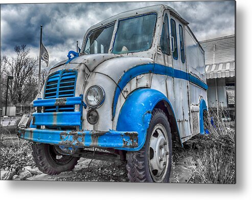 Divco Metal Print featuring the photograph Blue and White DivCo by Guy Whiteley