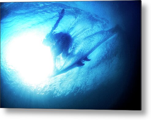 Surfing Metal Print featuring the photograph Blue Barrel by Nik West