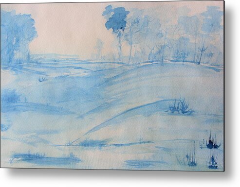 Landscape Metal Print featuring the painting Blue Day by Julie Lueders 