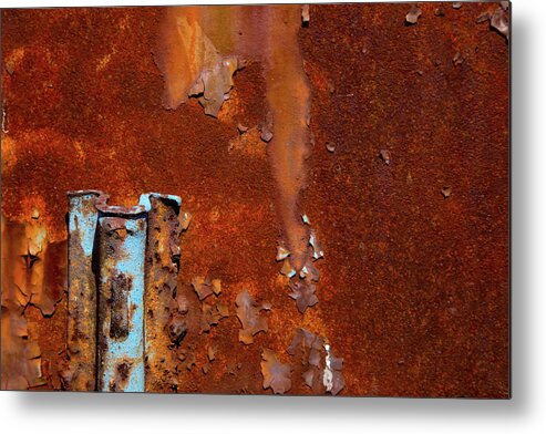 Major Rust Metal Print featuring the photograph Blue On Rust by Karol Livote