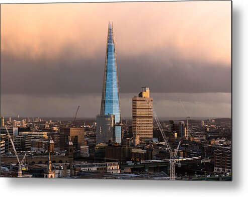 British Construction Metal Print featuring the photograph Blue Shard winter dusk London by Gary Eason