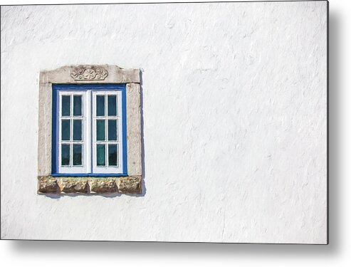 Europe Metal Print featuring the photograph Blue Stone Window of Obidos by David Letts