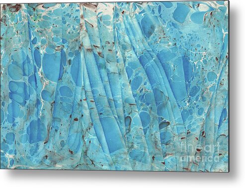 Water Marbling Metal Print featuring the painting Blue Wave 2 by Daniela Easter