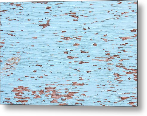 Abstract Metal Print featuring the photograph Blue wooden background by Michalakis Ppalis