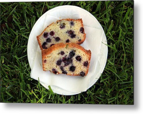 Baking Metal Print featuring the photograph Blueberry Bread by Linda Woods