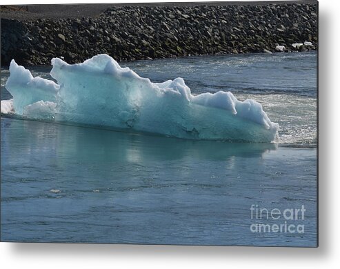 Glacier Metal Print featuring the photograph Bluish tint in a icelandic iceburg in a lagoon by DejaVu Designs