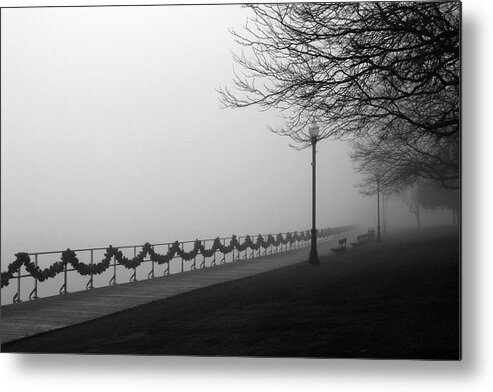 Fog Metal Print featuring the photograph Boardwalk fog 7 by Mary Bedy