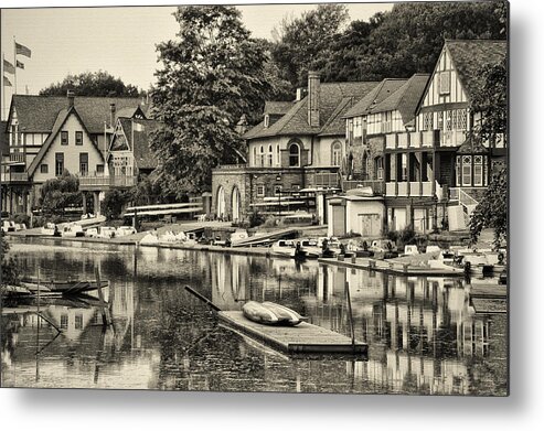 Boathouse Row In Sepia Metal Print featuring the photograph Boathouse Row in Sepia by Bill Cannon