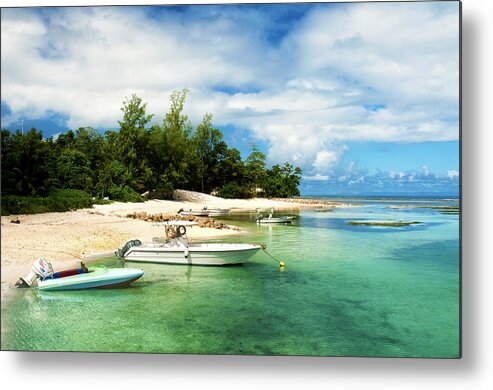 Seychelles Metal Print featuring the photograph Boats in La Passe by Fabrizio Troiani