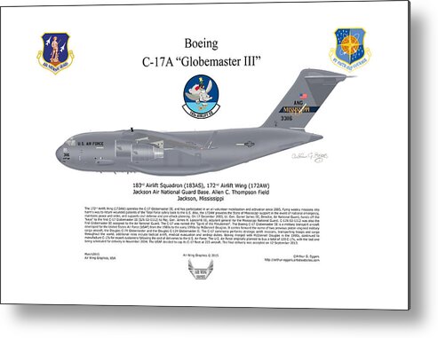 Boeing Metal Print featuring the digital art Boeing C-17 Globemaster III by Arthur Eggers