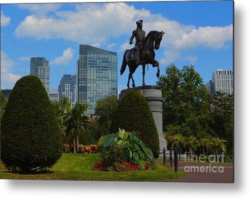 Boston Commons Metal Print featuring the photograph Boston Commons Statue by Tammie Miller