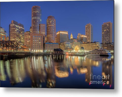 Clarence Holmes Metal Print featuring the photograph Boston Harbor and Skyline Morning Twilight V by Clarence Holmes