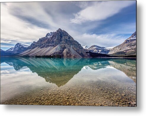 5dsr Metal Print featuring the photograph Bow Lake reflection from Num-Ti-Jah Lodge by Pierre Leclerc Photography