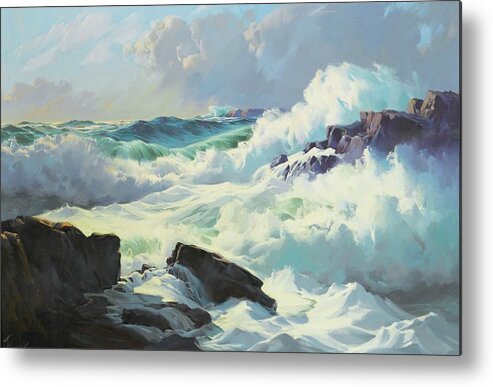 Frederick Judd Waugh 1861 - 1940 Breaking Surf Metal Print featuring the painting Breaking Surf by Frederick Judd Waugh