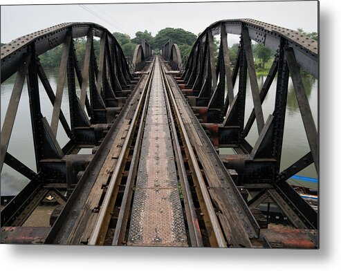 Bridge Metal Print featuring the photograph Bridge on the River Kwai in Thailand by Artur Bogacki