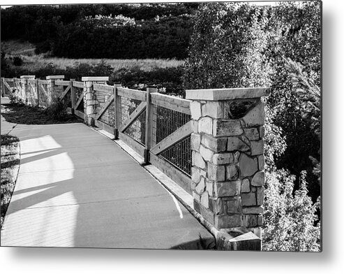 Sunset Metal Print featuring the photograph Bridge on Traverse Mountain - Black and White by K Bradley Washburn